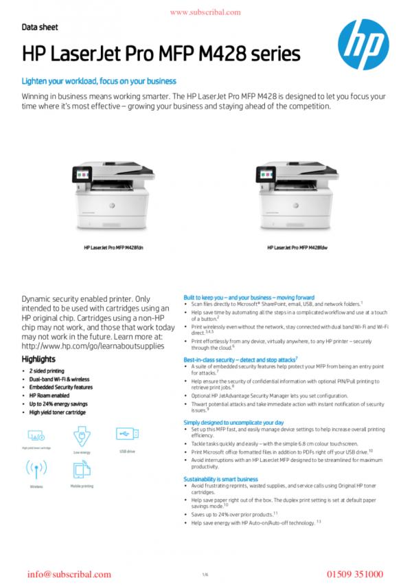 HP LaserJet Pro M428 Subscription Print | Subscribal