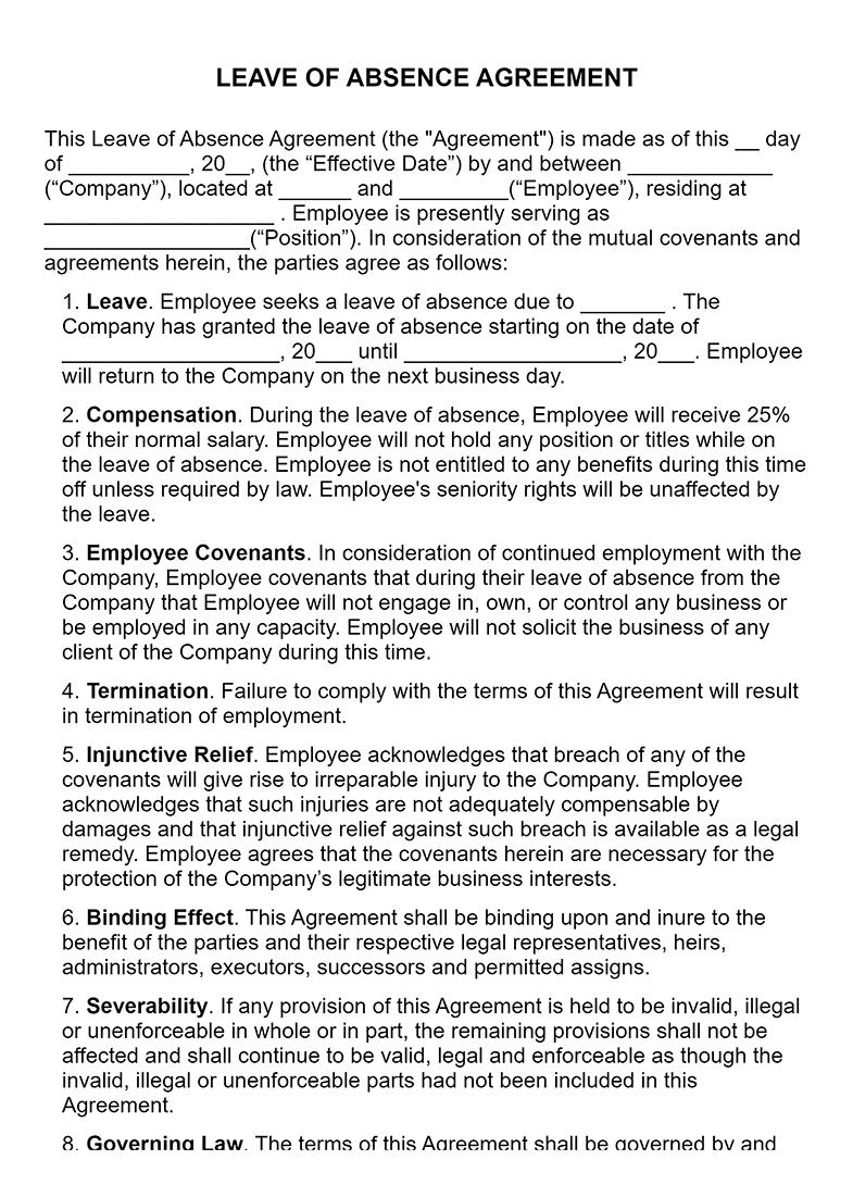 SignSimpli: Leave of <b>Absence</b> Agreement
