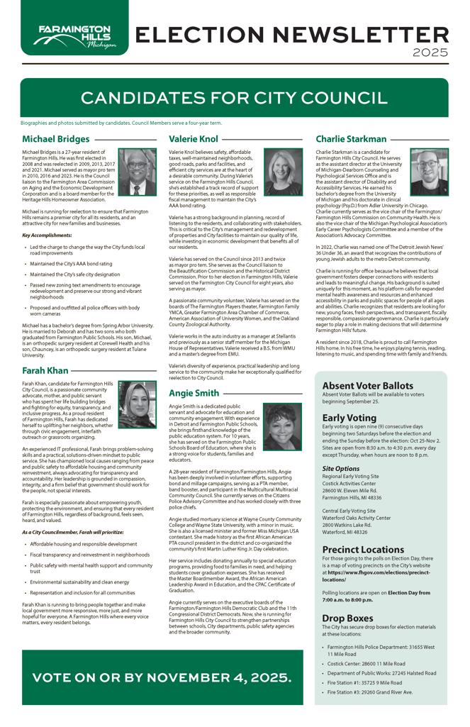 Farmington Hills 2025 Election Newsletter - City of Farmington ...