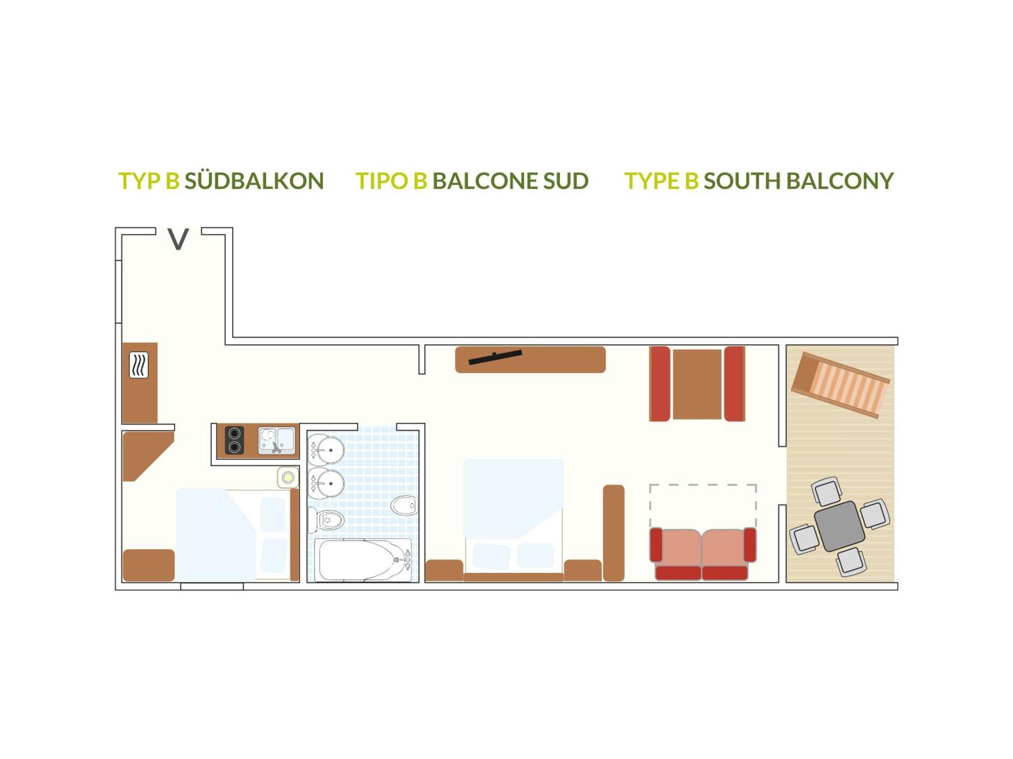 Familienapartment mit 1 Schlafzimmer