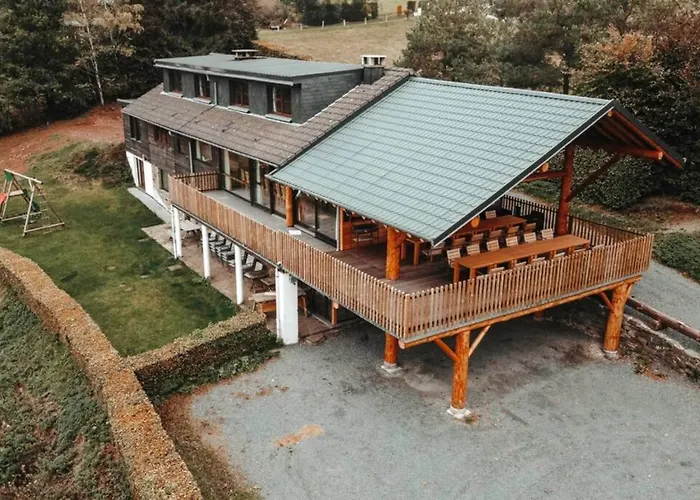 La Harde 31 pers Malmedy, vue, wellness, jardin